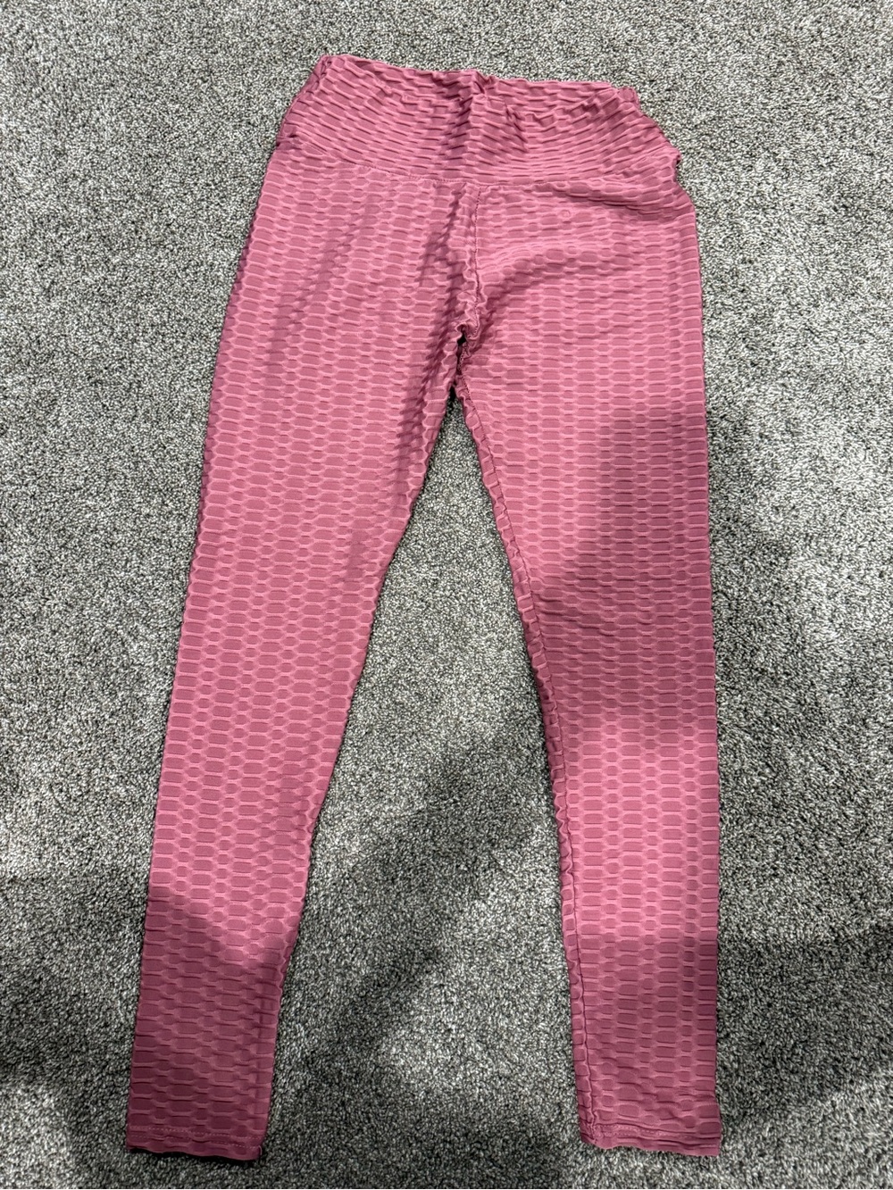 Women's Textured Pink Leggings - High Stretch Comfort